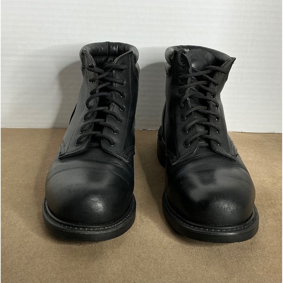Men\'s Black‎ Leather Work Boots – Lace Up, Oil Resistant Sole, Size ~11/11.5 main image 8